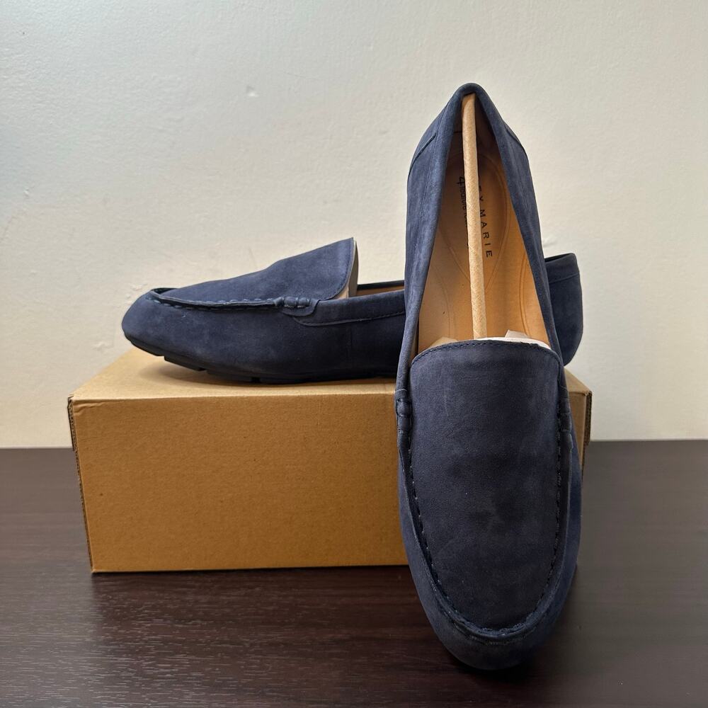 Alex Marie Navy Blue Suede Round Toe Slip-On Loafer Flats, Size 12, Comfy, New